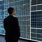 A diverse group of professional individuals, fully clothed in modest business attire, gathered around a large, translucent display screen in a modern data analysis center. The screen displays abstract data visualizations with subtle, distorted patterns or uneven distributions, metaphorically representing algorithmic bias and its impact on various groups. The overall mood is contemplative, highlighting the "hidden shadow" in AI. Professional photography, high detail, perfect anatomy, correct proportions, natural pose, well-formed hands, proper finger count, natural body proportions, safe for work, appropriate content, fully clothed, professional dress.