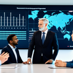 A diverse group of professional business leaders and AI ethicists, fully clothed in modest business suits and appropriate attire, engaged in a thoughtful discussion around a transparent interactive display in a modern, well-lit corporate boardroom. The display shows abstract, secure data visualizations related to ethical AI principles. The scene emphasizes leadership, transparency, and collaborative decision-making in technology. Professional photography, high resolution, soft lighting, sharp focus, natural pose, perfect anatomy, correct proportions, well-formed hands, proper finger count, safe for work, appropriate content, professional.