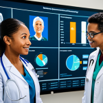 Data Diversity**

"A diverse group of medical professionals (doctors, nurses, researchers) collaborating around a large data visualization screen showing patient demographics. The visualization highlights the importance of including various ethnicities and age groups. Modern hospital setting, professional attire, fully clothed, appropriate content, safe for work, perfect anatomy, diverse representation, family-friendly."

**