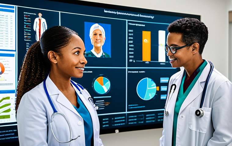 Data Diversity**

"A diverse group of medical professionals (doctors, nurses, researchers) collaborating around a large data visualization screen showing patient demographics. The visualization highlights the importance of including various ethnicities and age groups. Modern hospital setting, professional attire, fully clothed, appropriate content, safe for work, perfect anatomy, diverse representation, family-friendly."

**